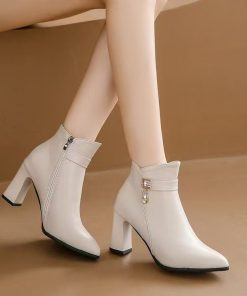 China Premium  Leather Quality Ladies boot 3+ high hill