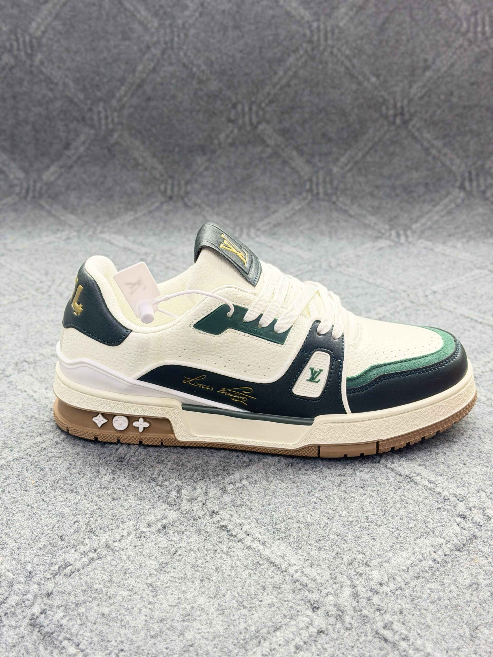 LV Trainer Sneaker - Cream & Forest Green Premium 1.1