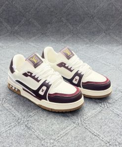Alternative view of LV Trainer Sneaker - Cream & Burgundy Premium Edition  1.1