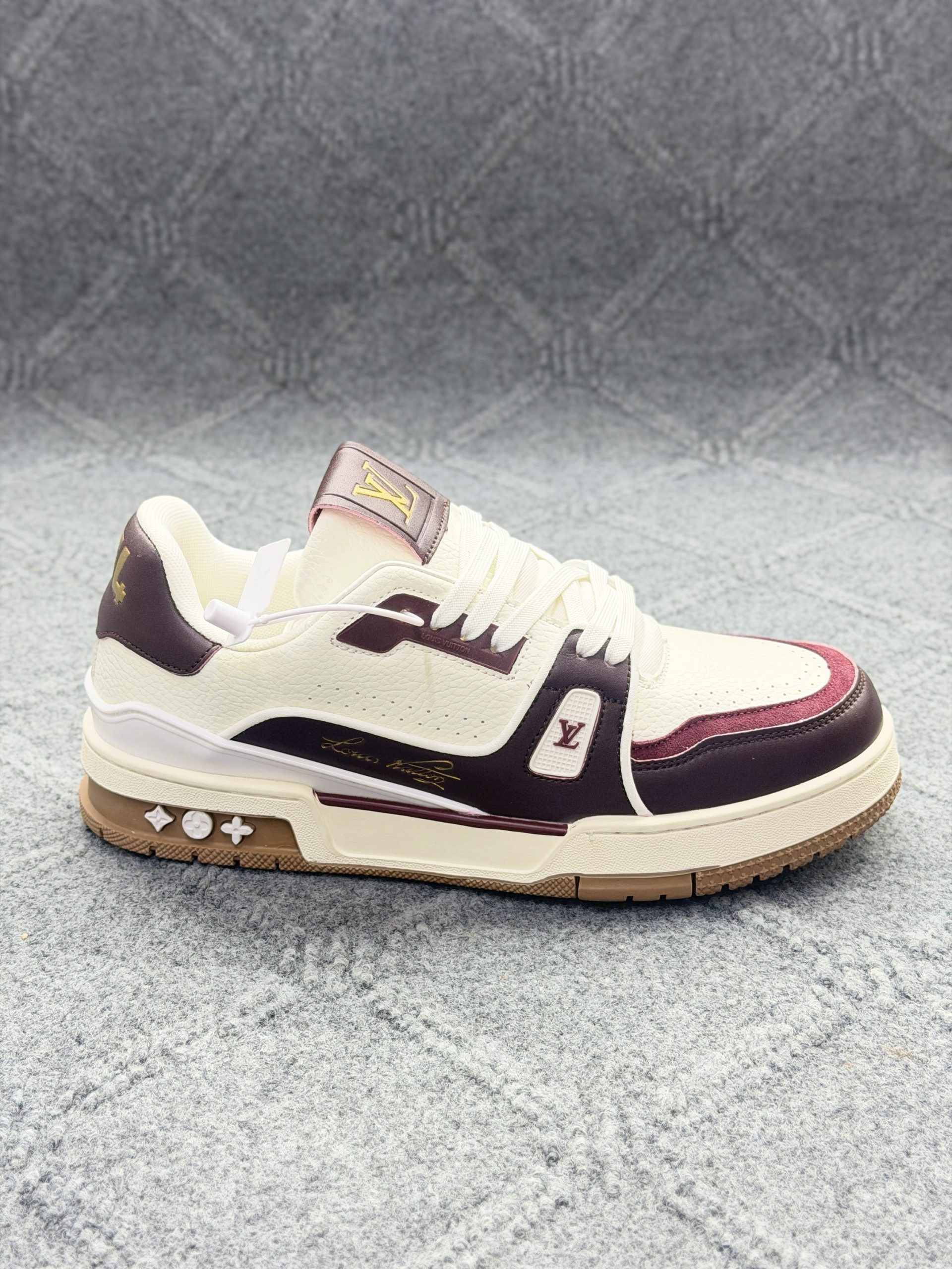 LV Trainer Sneaker - Cream & Burgundy Premium Edition 1.1